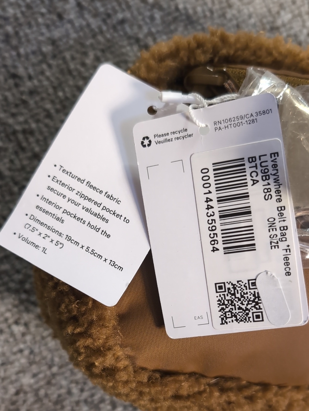 NWT Lululemon Fleece Everywhere Belt Bag *Fleece Teddy Bear Plush - Picture 6 of 8